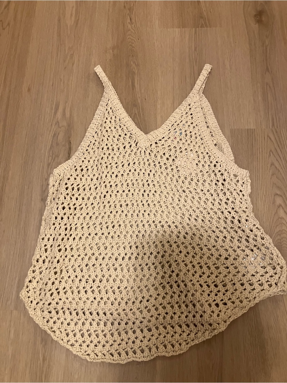 Free People Beach Cream Crochet V-Neck Tank